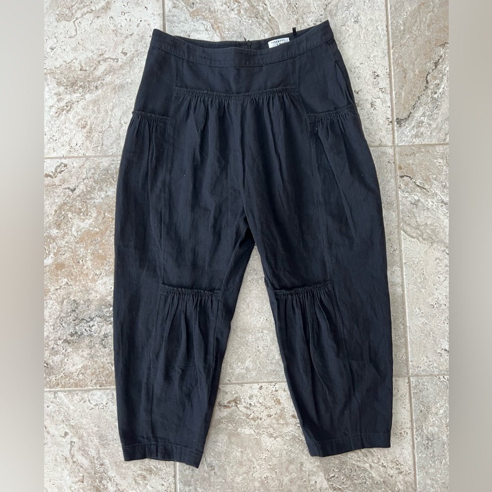 Yakampot Map Mexican Barrel Leg Cotton Cropped Trousers Pants Black, Medium